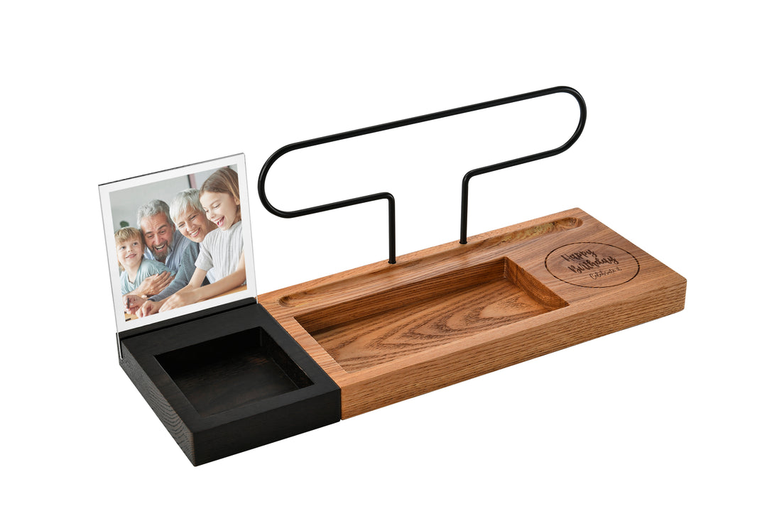 Woodlandia Modern Desk Accessories Organizer, Engraved with Logo or Text