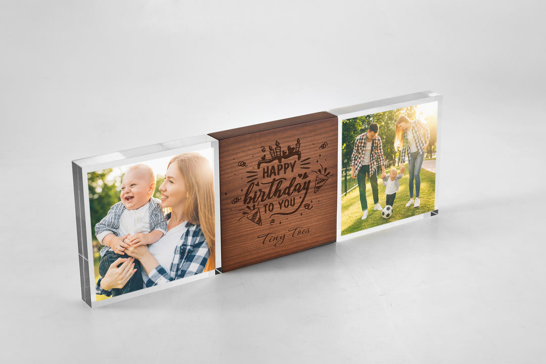 AquaLoom Mom Engraved Wood, Custom Photo Glass