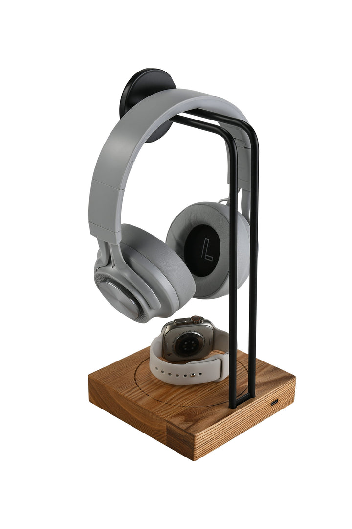 Aquatide Headphone Hanger with Wireless Charger, Personalized Desk Organizer, Charging Dock