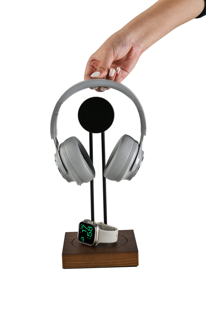 Aquatide Headphone Hanger with Wireless Charger, Personalized Desk Organizer, Charging Dock