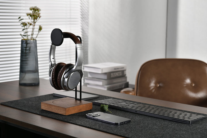 Aquatide Headphone Hanger with Wireless Charger, Personalized Desk Organizer, Charging Dock