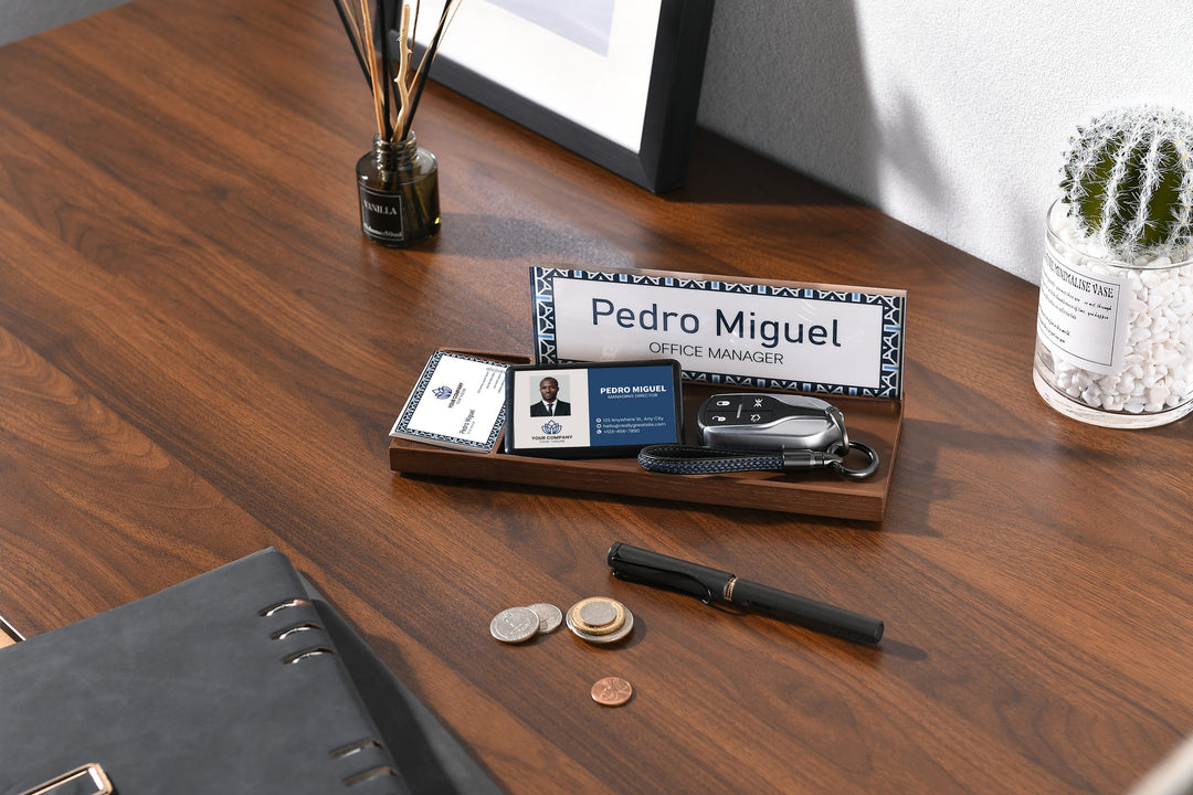 Martique Nameplate for Desk, Professional Executive Desk Accessories