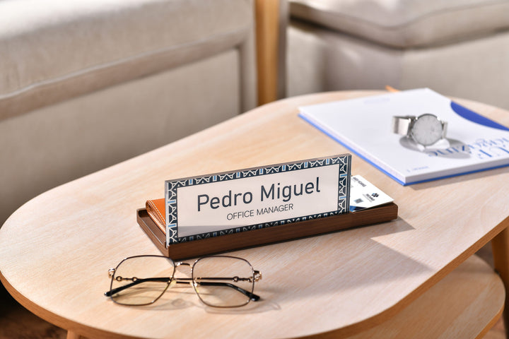 Martique Nameplate for Desk, Professional Executive Desk Accessories