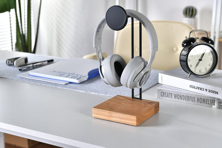 Aquatide Headphone Hanger with Wireless Charger, Personalized Desk Organizer, Charging Dock