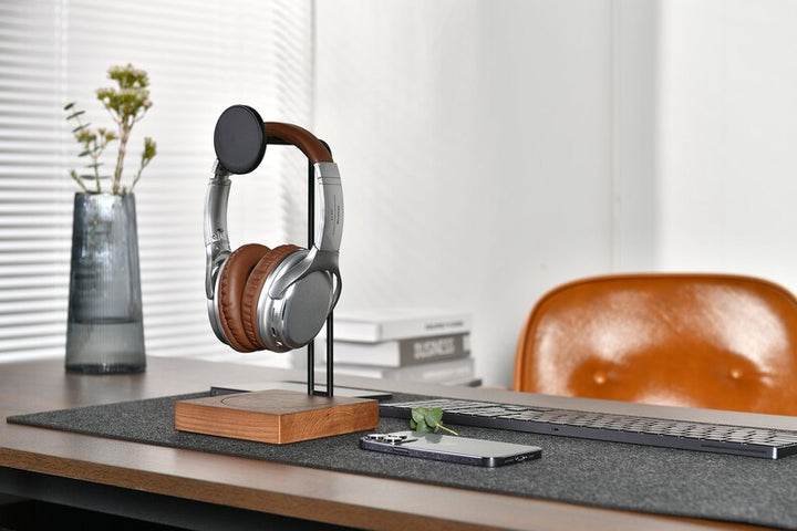 Aquatide Headphone Hanger with Wireless Charger, Personalized Desk Organizer, Charging Dock